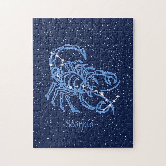 Scorpio-Sternbild und Zodiaka-Zeichen mit Sternen Puzzle (Vertikal)