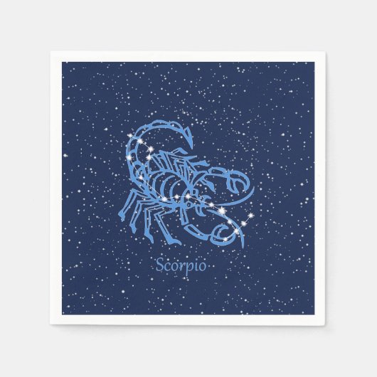 Scorpio-Sternbild und Zodiaka-Zeichen mit Sternen Serviette (Vorderseite)
