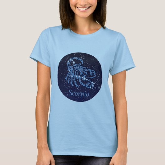 Scorpio-Sternbild und Zodiaka-Zeichen mit Sternen T-Shirt (Vorderseite)