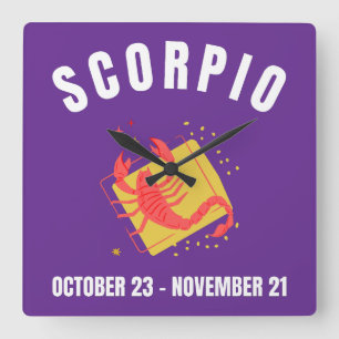 Scorpio-Sternzeichen Quadratische Wanduhr