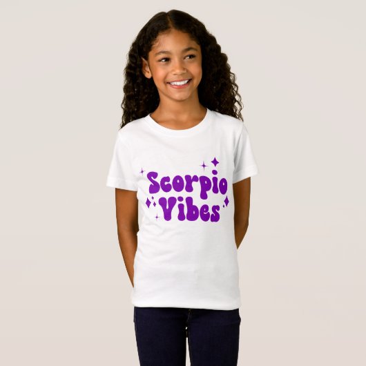 Scorpio Vibes Zodiac Astrologie Lila Sterne T-Shirt (Vorne ganz)