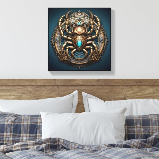 Scorpio Zodiac Art Canvas – Mechanica Astralis Leinwanddruck (Insitu (Schlafzimmer))