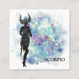 *~* SCORPIO Zodiac Astrologie Aquamarin + Blau Quadratische Visitenkarte