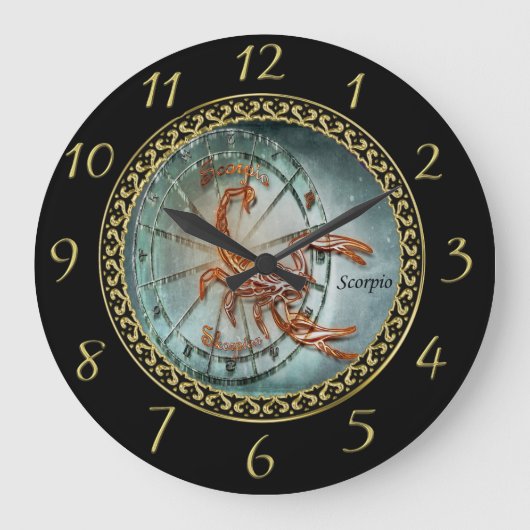 Scorpio Zodiac Astrologie Design Große Wanduhr (Vorderseite)