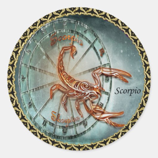 Scorpio Zodiac Astrologie Design Runder Aufkleber (Vorderseite)