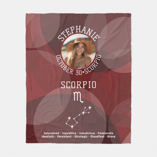 Scorpio Zodiac Astrologie Foto Custom Geburtsdatum Fleecedecke (Vorderseite)