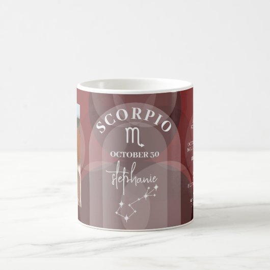 Scorpio Zodiac Astrologie Foto Custom Geburtsdatum Kaffeetasse (Mittel)