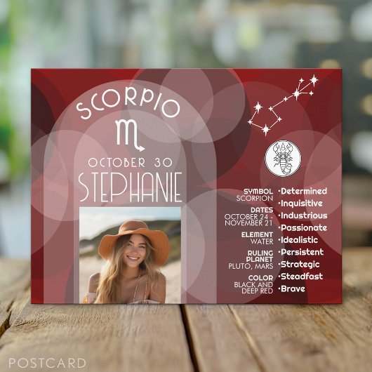 Scorpio Zodiac Astrologie Foto Custom Geburtsdatum Postkarte