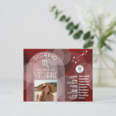 Scorpio Zodiac Astrologie Foto Custom Geburtsdatum Postkarte (Stehend Vorderseite)