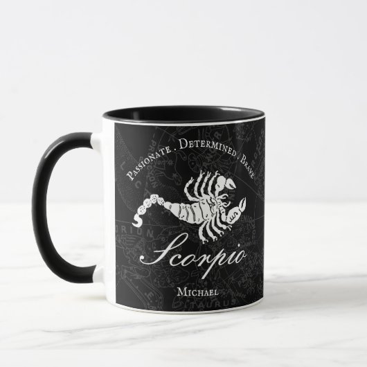 Scorpio Zodiac Astrologie Persönlichkeit Schwarz C Tasse (Links)