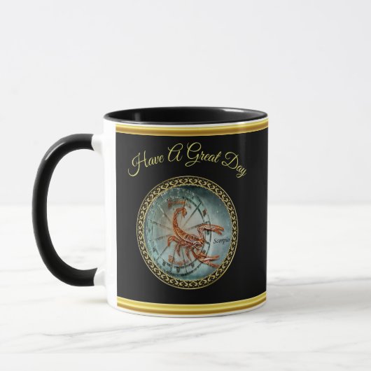 Scorpio Zodiac Astrologie Schwarze Goldfolie Desig Tasse (Links)