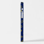 Scorpio Zodiac+Astrologie Symbole Muster Gld+Blues iPhone Hülle (Linke Seite)