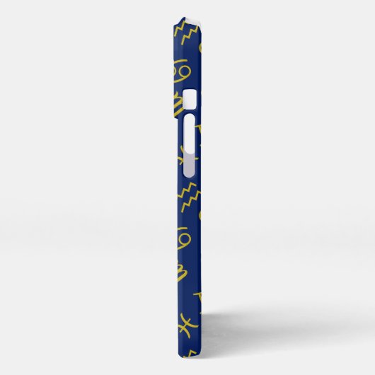 Scorpio Zodiac+Astrologie Symbole Muster Gld+Blues iPhone Hülle (Linke Seite)