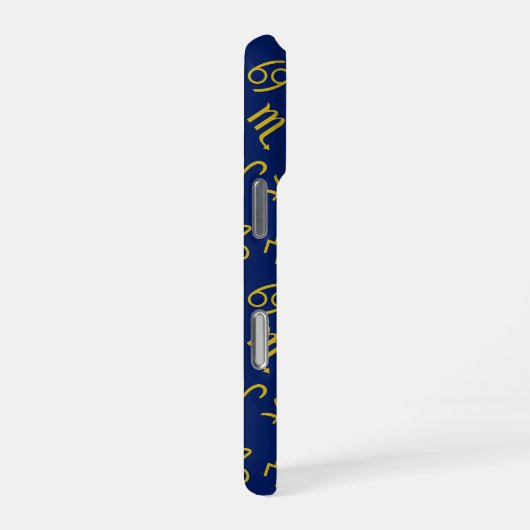 Scorpio Zodiac+Astrologie Symbole Muster Gld+Blues iPhone Hülle (Rechte Seite)