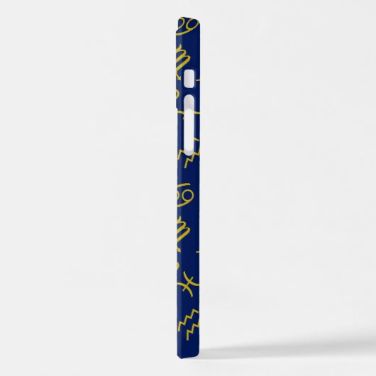 Scorpio Zodiac+Astrologie Symbole Muster Gld+Blues iPhone Hülle (Linke Seite)