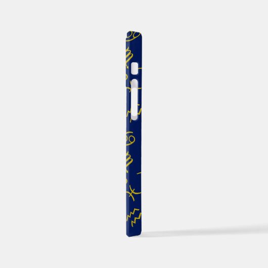 Scorpio Zodiac+Astrologie Symbole Muster Gld+Blues iPhone Hülle (Linke Seite)