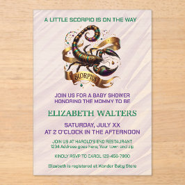 Scorpio Zodiac Baby Shower Lavender and Green Acryleinladungen