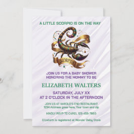 Scorpio Zodiac Baby Shower Lavender and Green Einladung