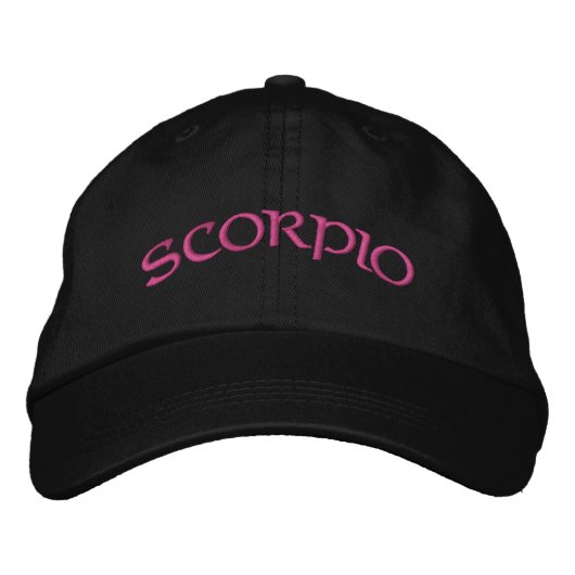 Scorpio Zodiac Black/Magenta Cap Bestickte Baseballkappe (Vorderseite)
