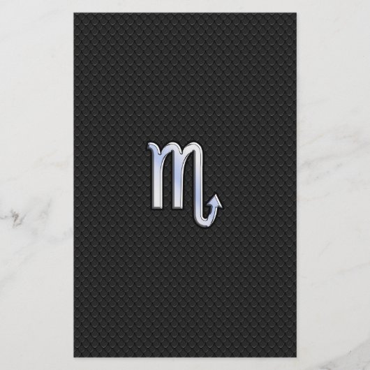 Scorpio Zodiac Chrome Wie Symbol Black Snake Deko Briefpapier (Vorderseite)