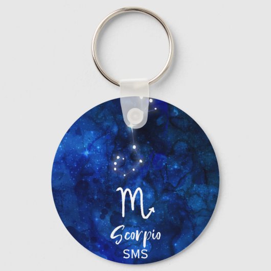 Scorpio Zodiac Constellation Blue Galaxy Monogram Schlüsselanhänger (Vorderseite)