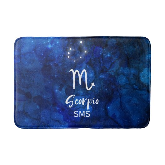 Scorpio Zodiac Constellation Blue Galaxy Monogramm Badematte (Vorderseite)
