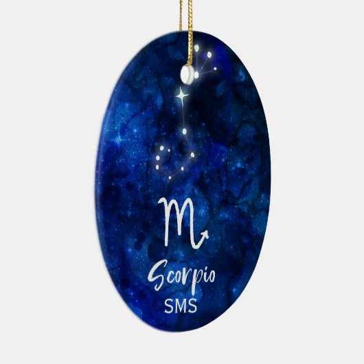 Scorpio Zodiac Constellation Blue Galaxy Monogramm Keramik Ornament (Rechts)