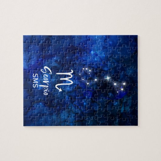 Scorpio Zodiac Constellation Blue Galaxy Monogramm Puzzle (Horizontal)