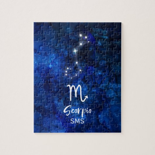 Scorpio Zodiac Constellation Blue Galaxy Monogramm Puzzle (Vertikal)