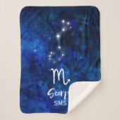 Scorpio Zodiac Constellation Blue Galaxy Monogramm Sherpadecke (Vorderseite)