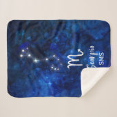 Scorpio Zodiac Constellation Blue Galaxy Monogramm Sherpadecke (Vorderseite (Horizontal))