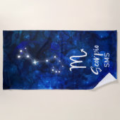 Scorpio Zodiac Constellation Blue Galaxy Monogramm Strandtuch (Vorderseite)