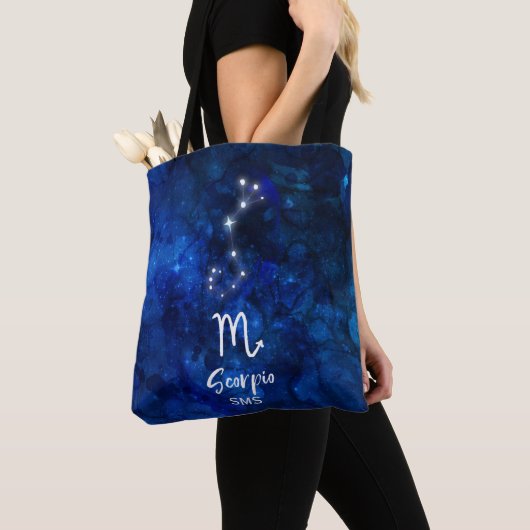 Scorpio Zodiac Constellation Blue Galaxy Monogramm Tasche (Von Nahem)