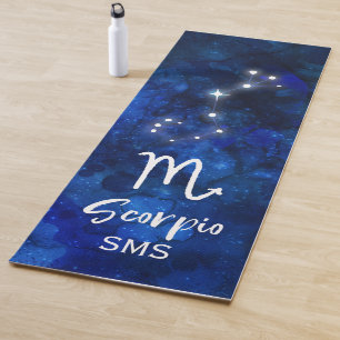 Scorpio Zodiac Constellation Blue Galaxy Monogramm Yogamatte
