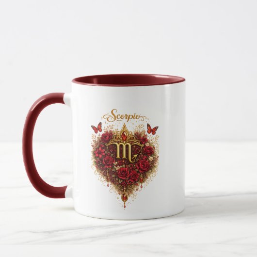 Scorpio Zodiac Floral Heart Mug – Intense Astrolog Tasse (Links)