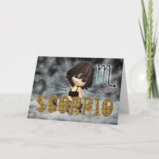 Scorpio Zodiac Geburtstagskarte mit Süsse Pie Aqua Karte