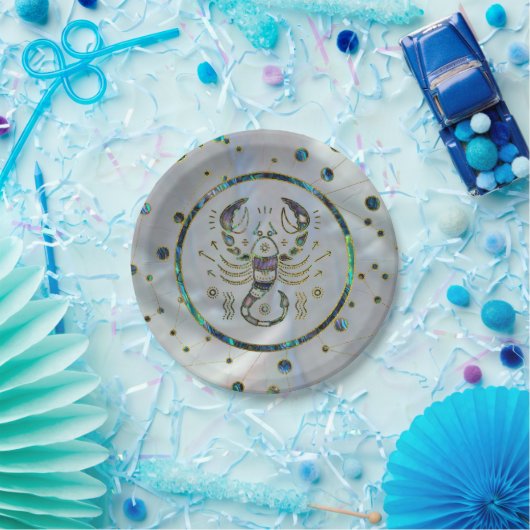 Scorpio Zodiac Gold Abalone Pappteller (Party)