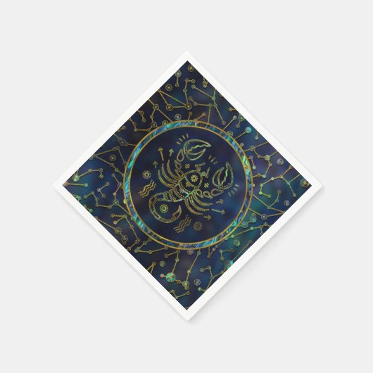 Scorpio Zodiac Gold Abalone Serviette (Ecke)