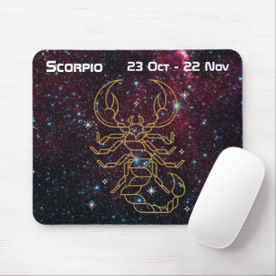 Scorpio Zodiac Gold Glitzer Celestial Galaxy Mousepad