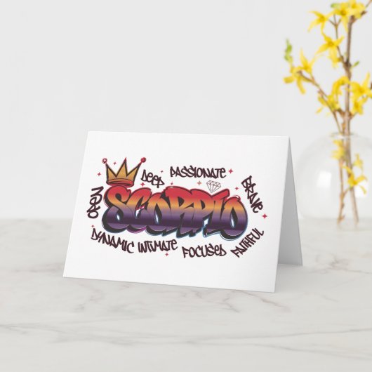 Scorpio zodiac graffiti karte (Gelbe Blume)