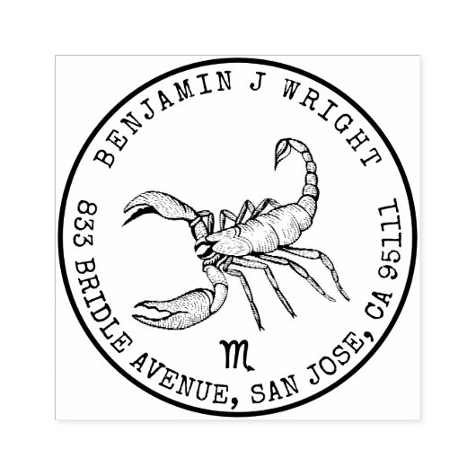 Scorpio Zodiac Handgezeichnet Wappen | RÜCKSENDEAD Gummistempel (Prägung)