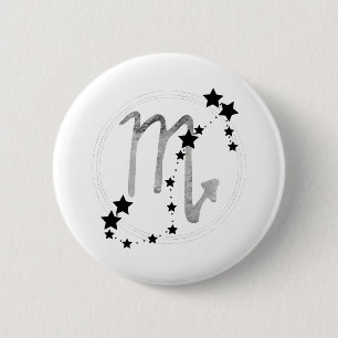 Scorpio zodiac Konstellation schwarz & silber Button