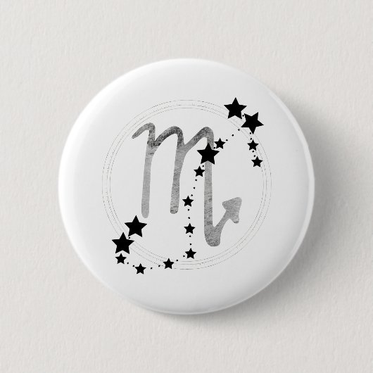 Scorpio zodiac Konstellation schwarz & silber Button (Vorderseite)