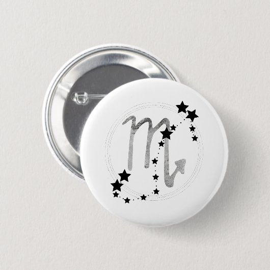 Scorpio zodiac Konstellation schwarz & silber Button (Vorne & Hinten)
