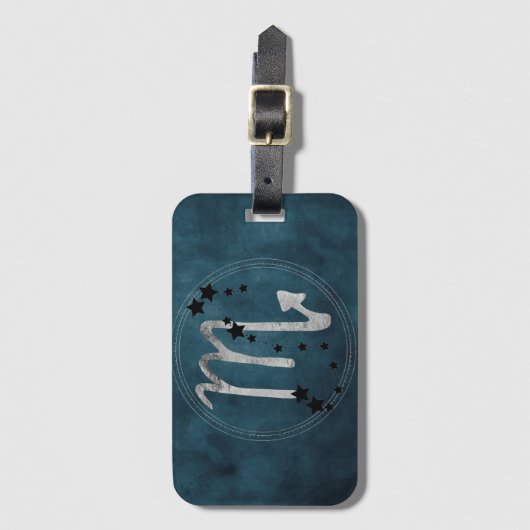 Scorpio zodiac Konstellation schwarz & silber  Gepäckanhänger (Vorderseite Vertikal)