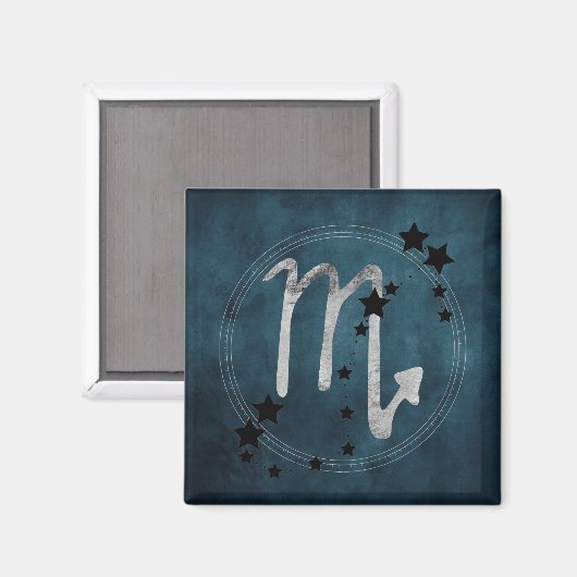 Scorpio zodiac Konstellation schwarz & silber Magnet (Vorderseite/Rückseite)