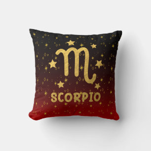 Scorpio Zodiac Red and Gold Throw Kissen