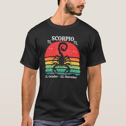 Scorpio Zodiac Retro Sunset T-Shirt (Vorderseite)