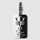 Scorpio Zodiac Schild Schwarz & Weiß Gepäckmarke Gepäckanhänger (Vorderseite Vertikal)