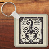 Scorpio Zodiac Schlüsselanhänger Retro Schwarz-Wei (Vorderseite)